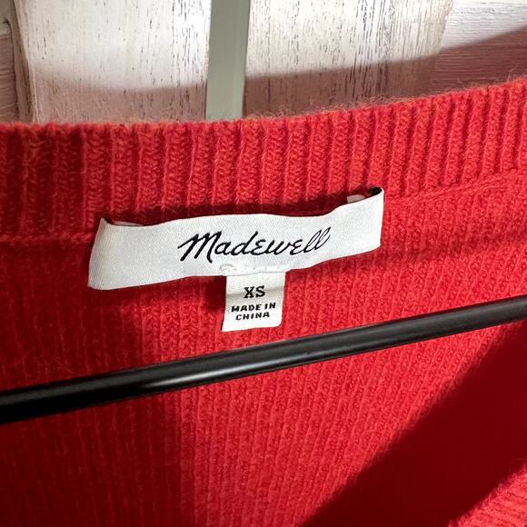 MADEWELL Women's XS Asherton Oversized Thermal Henley Sweater Wool Alpaca Red - Picture 13 of 16